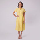 Sierra yellow striped seersucker shirt dress