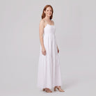 Sola white spaghetti-strap tiered maxi dress