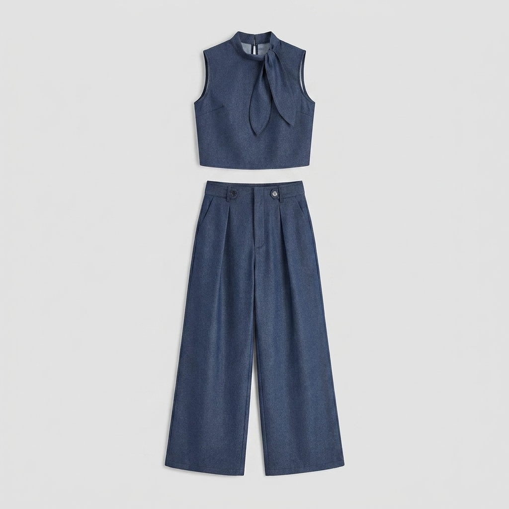 Talia Blouse Pants Set — flat-lay