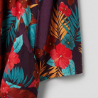 Vera Maxi Dress in FireBrick floral print - close-up of fabric texture and floral print