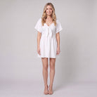 White V-neck bow-tie mini dress