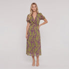 Virel floral wrap midi dress, full length