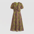 Virel floral wrap midi dress flat lay detail