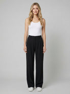 Wide-leg work trousers with a high waist, view 1