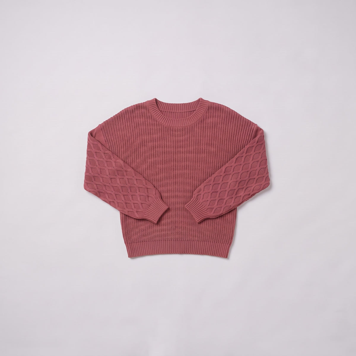 Amalie ribbed pullover flat lay, full garment on light grey