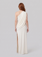 Two-piece skirt set with an asymmetric one-shoulder top in a chiffon blend, view 4