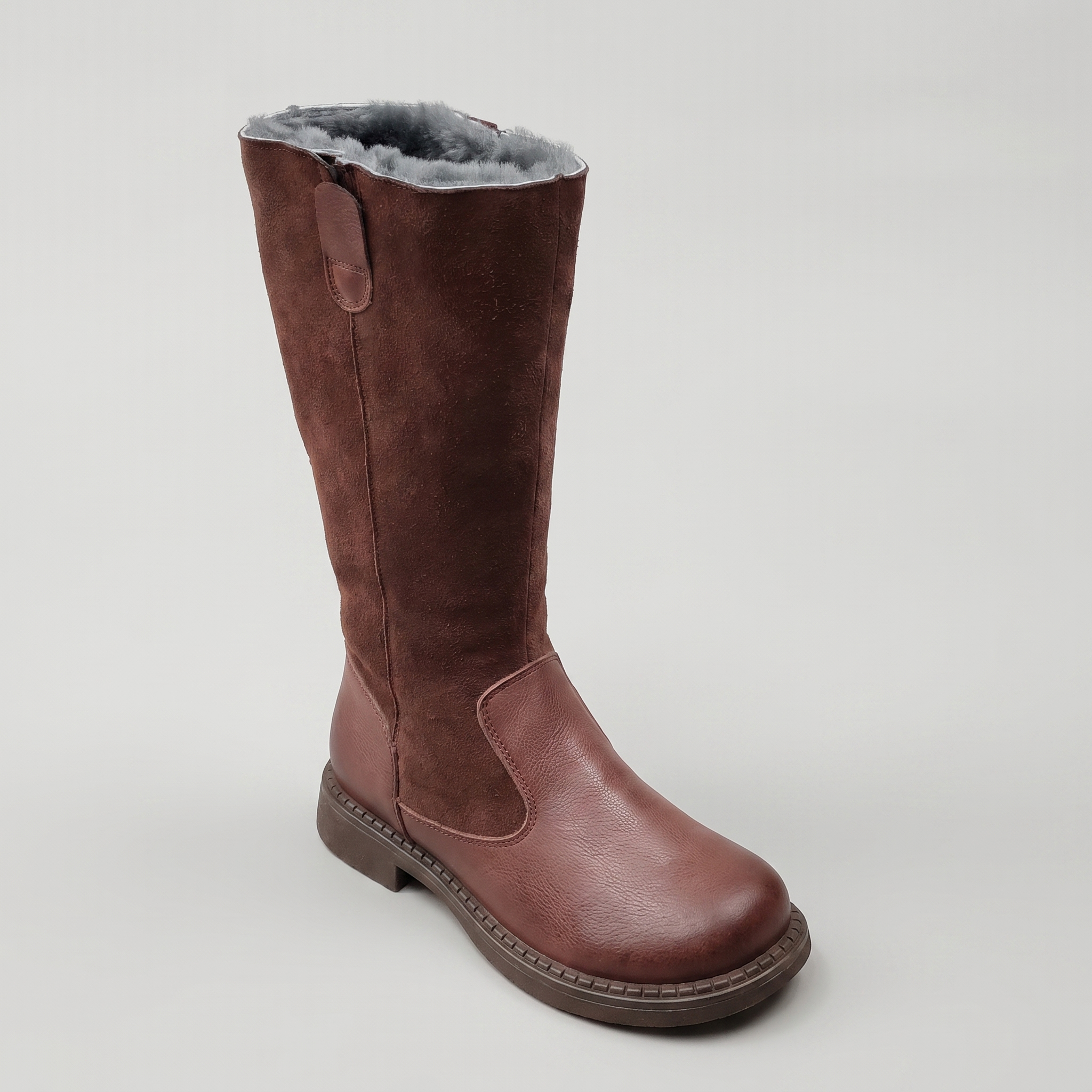 Knee-high riding boots with a wool-blend lining, view 1
