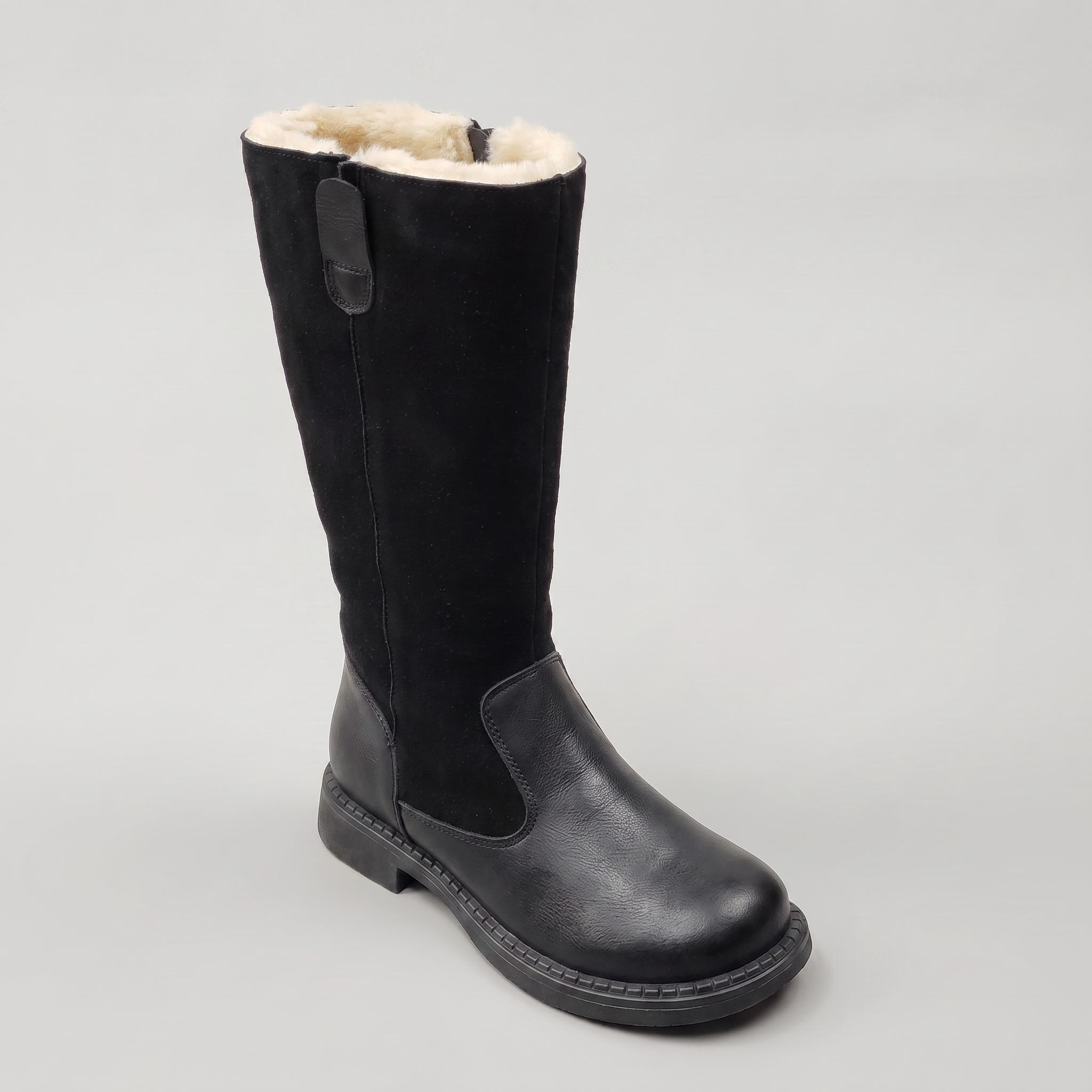 Knee-high riding boots with a wool-blend lining, view 2