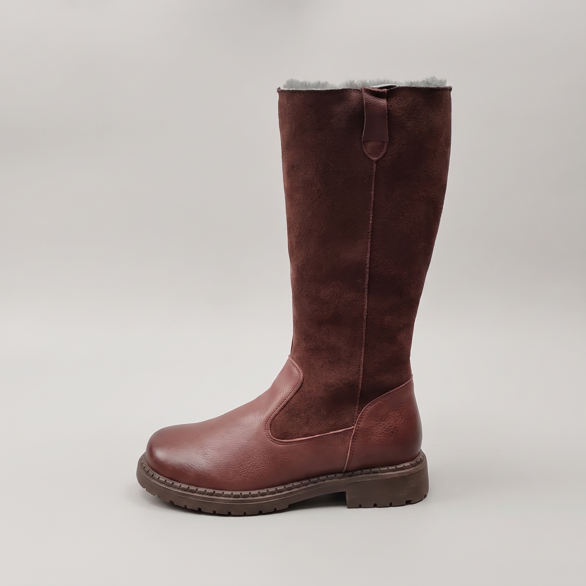 Knee-high riding boots with a wool-blend lining, view 3