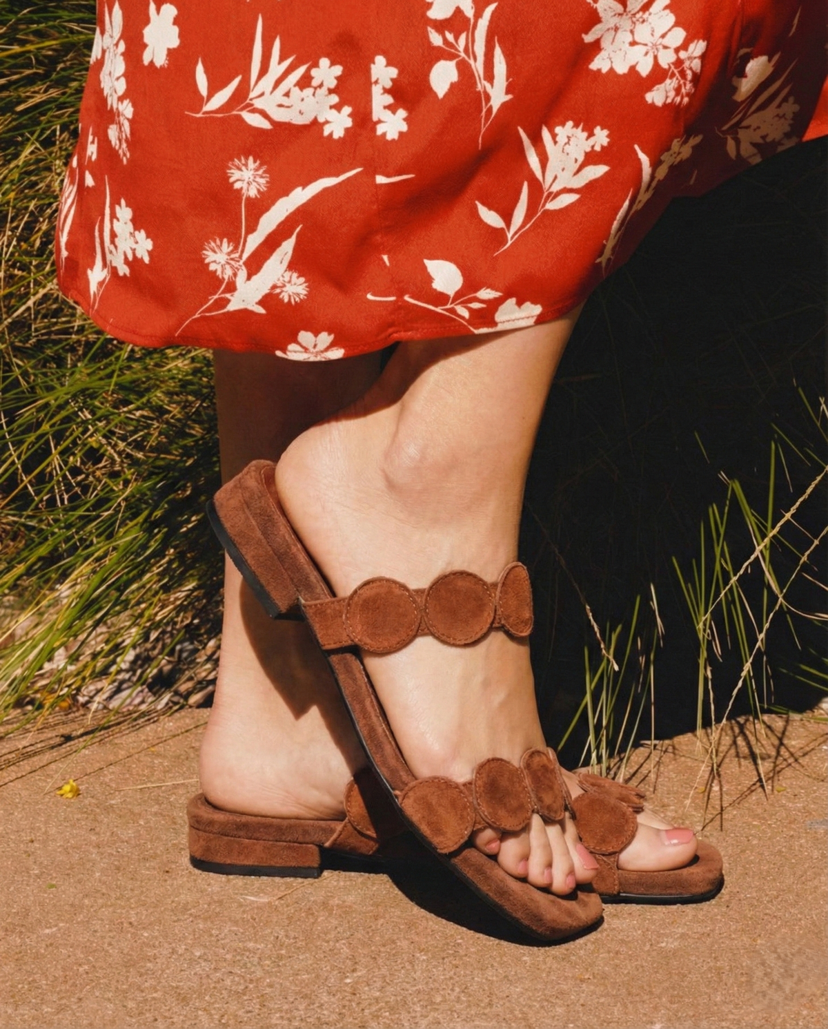 Croc-embossed mule with a suede-touch finish, view 6