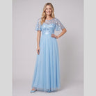 Maxi dress with a sequin bodice, tulle skirt and short sleeves, view 2