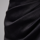 Black one-shoulder evening gown with a side slit, view 6