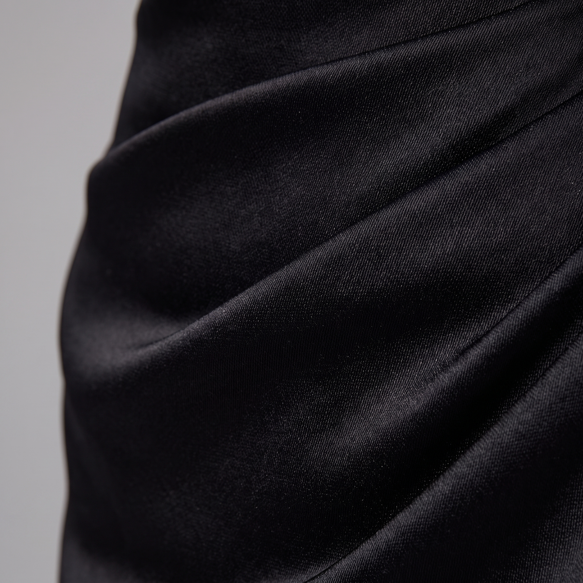 Black one-shoulder evening gown with a side slit, view 6