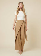 Viscose blend tie waist trousers, view 4