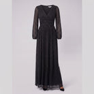 Brym black glitter gown shown without a model on a light grey background