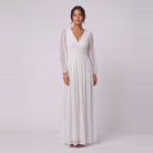 Brym glitter knit gown in white, front view