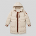 Quilted beige winter coat, view 5