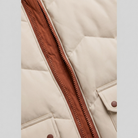 Lightweight long down puffer coat in beige, view 6