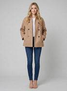 Oversized short coat with a double-breasted front, view 1