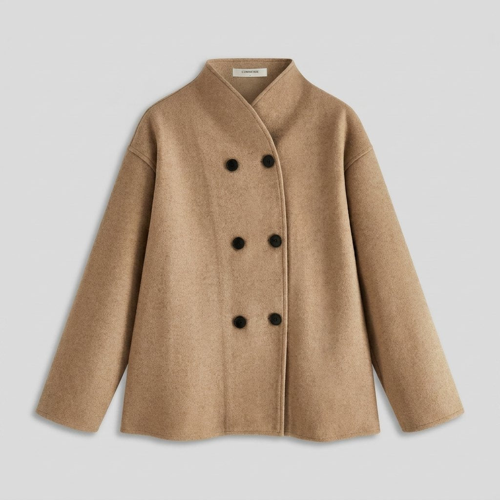 Oversized short coat with a double-breasted front, view 4
