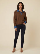 Knit polo jumper with a contrast collar and cuffs, view 2