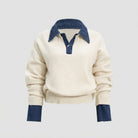 Knit polo jumper with a contrast collar and cuffs, view 4