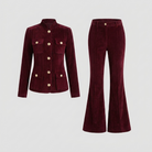 Burgundy corduroy set with the matching waist belt, view 4