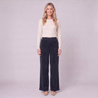 Cielle corduroy trousers in dark navy blue, front view on model