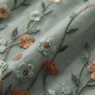 Green evening gown with sheer floral embroidery and a V-neck, view 6