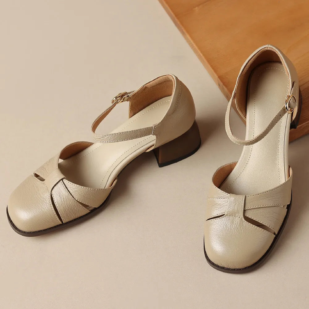 Leather-blend ankle strap heel with braided band, view 10