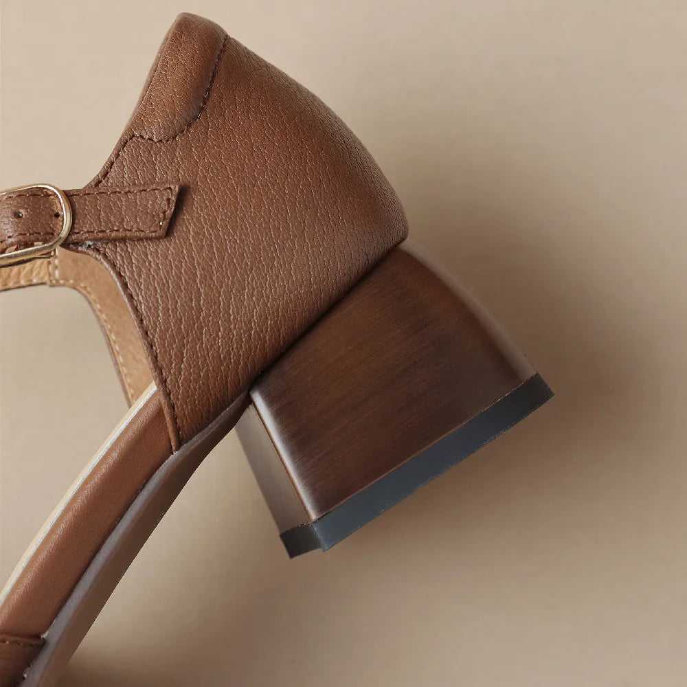 Leather-blend ankle strap heel showing the adjustable ankle strap, view 4
