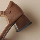 Leather-blend ankle strap heel showing the adjustable ankle strap, view 4