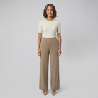 High-waisted brushed soft trousers with a fully elasticated waistband, view 1