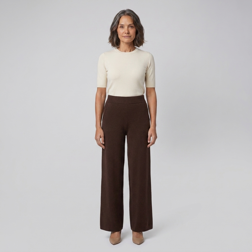 High-waisted brushed soft trousers, view 11