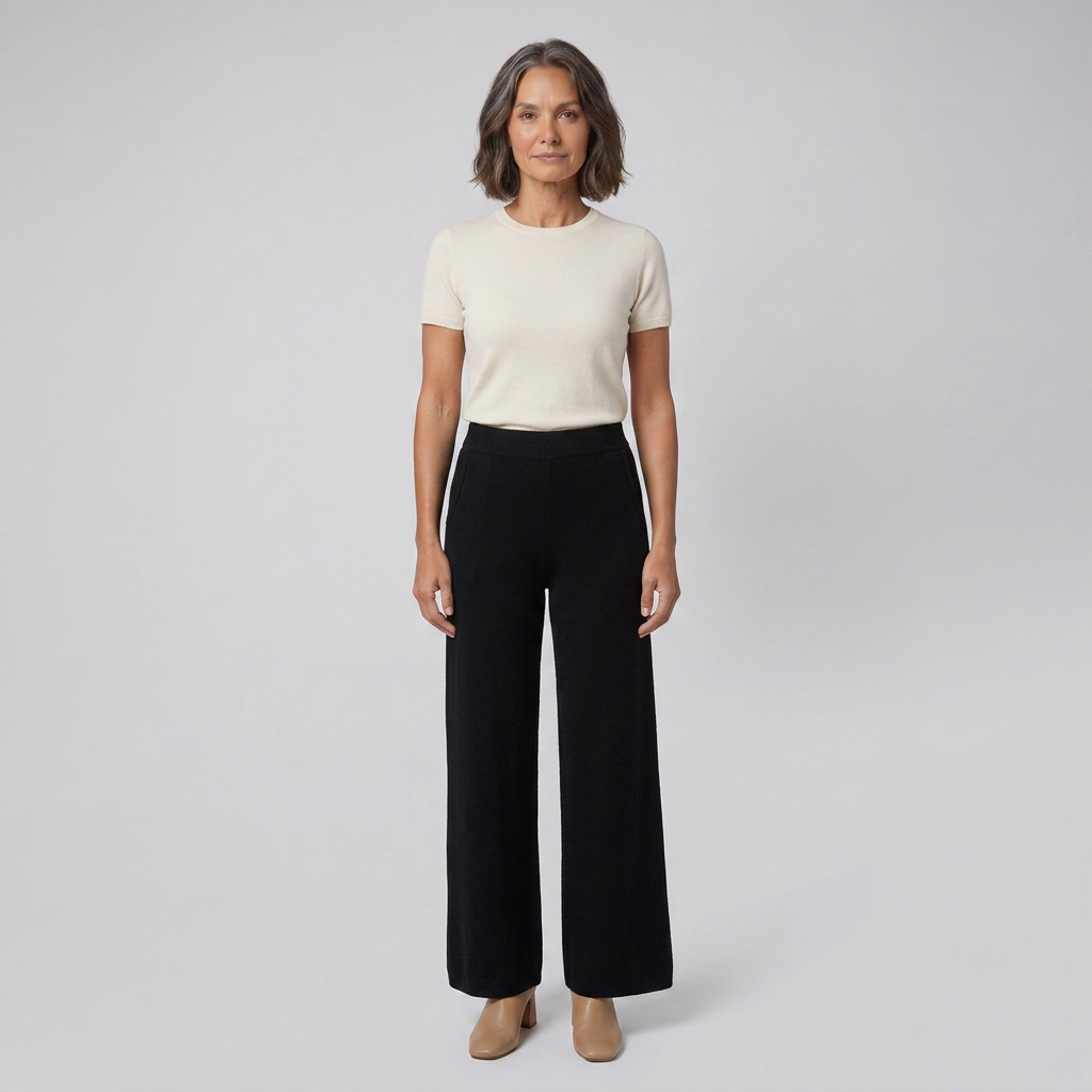High-waisted brushed soft trousers, view 2