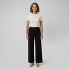 High-waisted brushed soft trousers, view 2