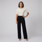 High-waisted brushed soft trousers showing the elasticated waist, view 3