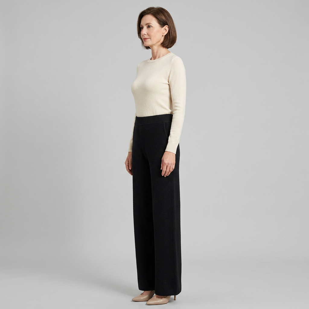 High-waisted brushed soft trousers, side view 4