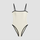 Swimming costume showing the contrast trim along the leg, view 3