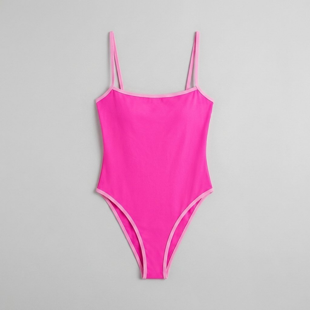 One-piece swimming costume with contrast neckline, view 5