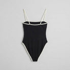 Full coverage swimming costume with contrast trim, view 8