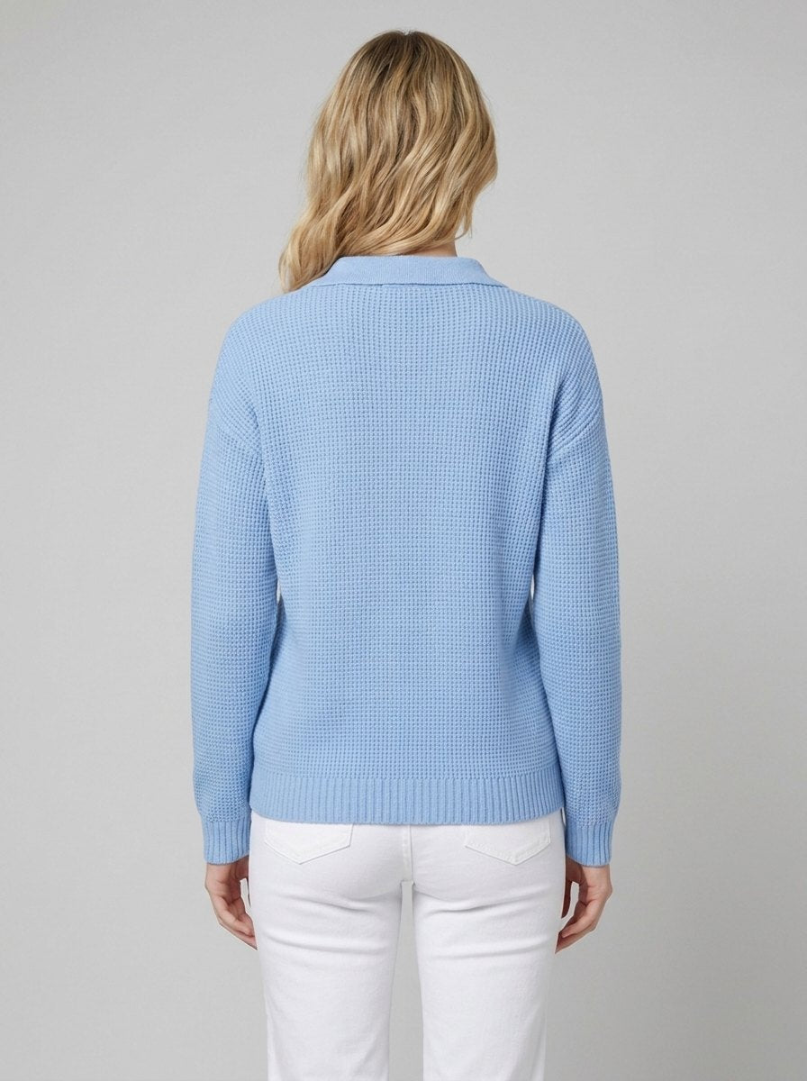 Fitted collared cardigan with a button front, view 5