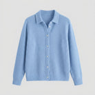Fitted collared cardigan with a button front, view 6