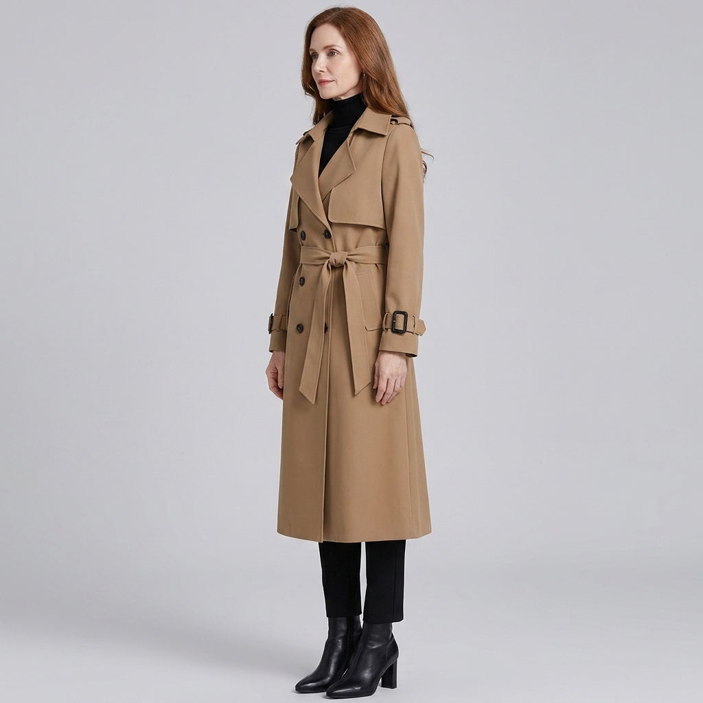 Belt detail at the waist of the trench coat, view 3