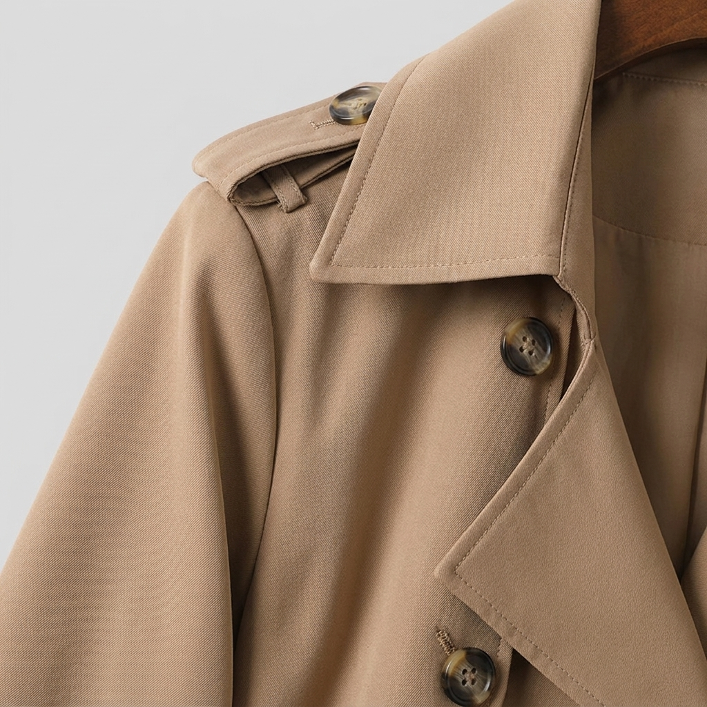 Belted trench coat with a double breasted front, view 6