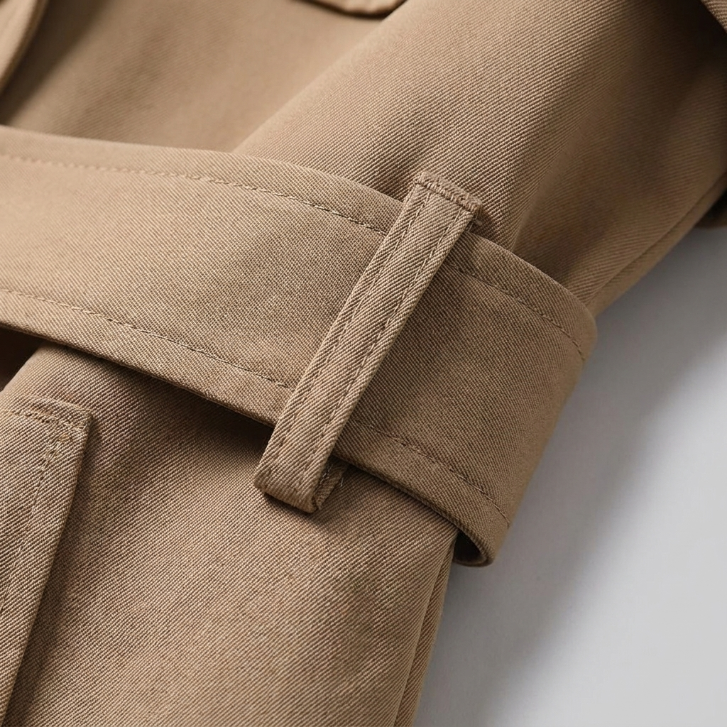 Long trench coat with a tie belt, view 7