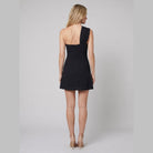 Diora Black Dress | Fitted Cotton, Single Shoulder Strap 3