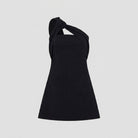 Diora Black Dress | Fitted Cotton, Single Shoulder Strap 4