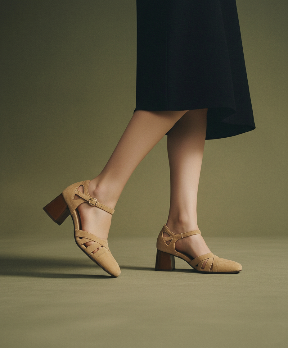 Close view of the ankle strap buckle, view 5