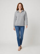 Quilted half-zip top in soft jersey with a stand collar, view 3